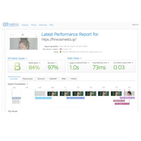 gtmetrix eshop speed